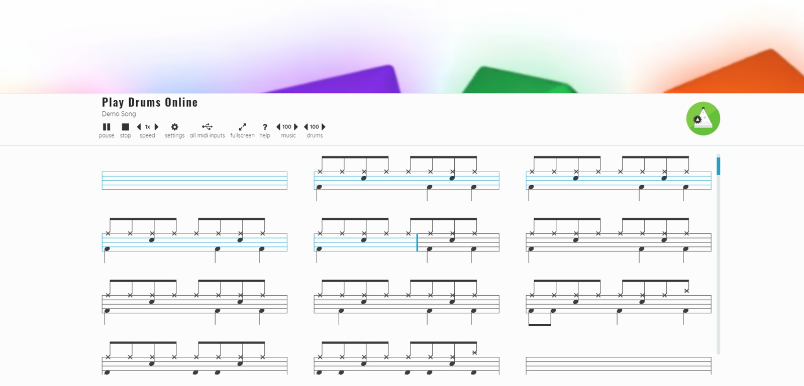 screenshot interactive sheet music